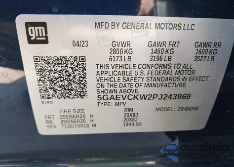 2023 Buick Enclave Avenir Awd из США, поврежденный, VIN 5GAEVCKW2PJ243969